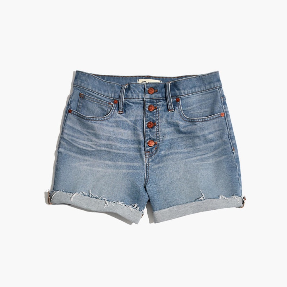 Madewell - High-Rise Denim Shorts: Button-Front